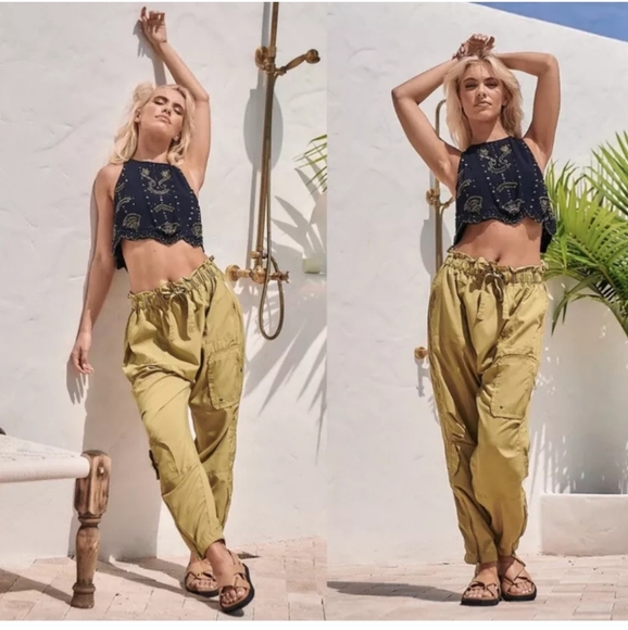 Free People Movement Trekker Pant Women Size L Khakis Brown Oversized Loose Fit - Picture 2 of 8